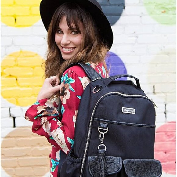 Itzy Ritzy Black Herringbone Boss Backpack Diaper Bag Black - Picture 1 of 12